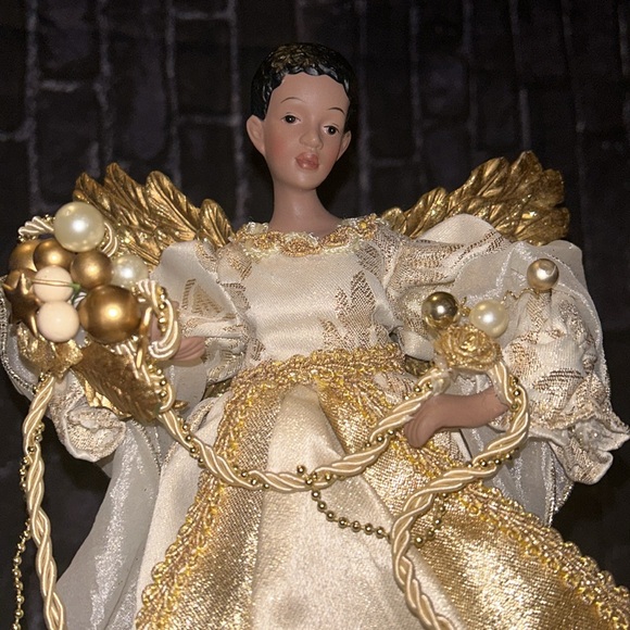 Golden Holiday Christmas Angel Topper African American 14” - Picture 6 of 13
